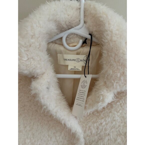 Treasure & Bond NWT Teddy Fleece Jacket Ivory Size XS Shearling Fuzzy Faux Fur - Picture 4 of 13